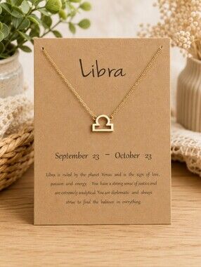 Liberal gold tones horoscopes celestial astrology necklace